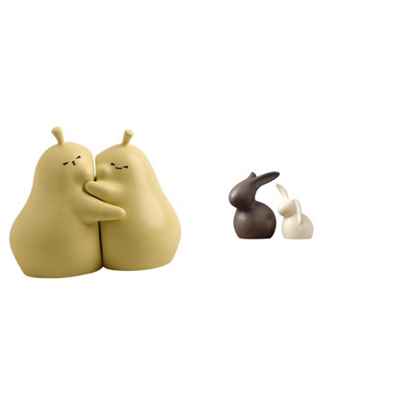 2 Pieces Decorative Bookends Ceramic Statues Bunny Ornament Porcelain Material for Home Office Shelves Display