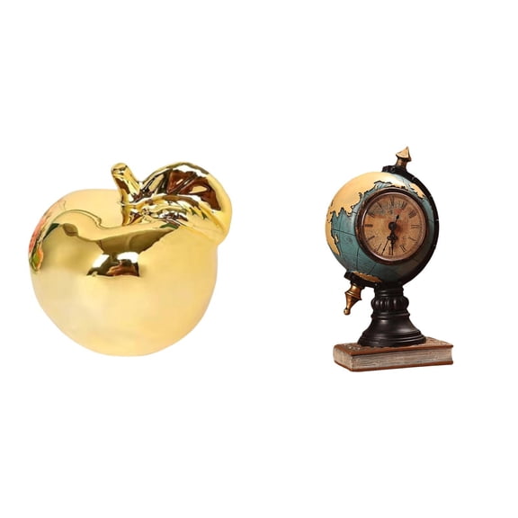 2 Pieces Decorative Statue Fruit Globe Ceramic Sculpture Glazed Material for Office Desk Home Decor