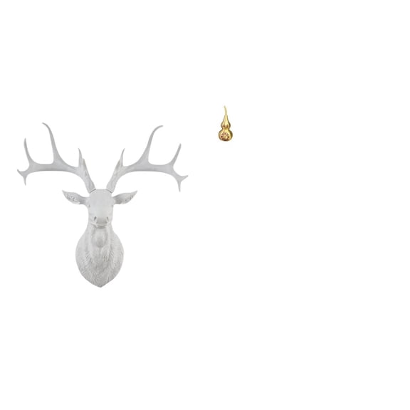 2 Pieces Deer Head Statue Gourd Sculpture Wall Mount Resin Material Home Office Spring Festival Decor