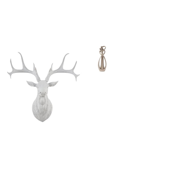 2 Pieces Deer Head Statue Lovers Figurine Wall Mount Resin Material Ideal for Home Office Wedding Decor