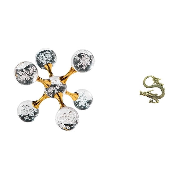 2 Pieces Desktop Brass Figurine Modern Glass Construction for Shelf Bedroom Office Home Adornment