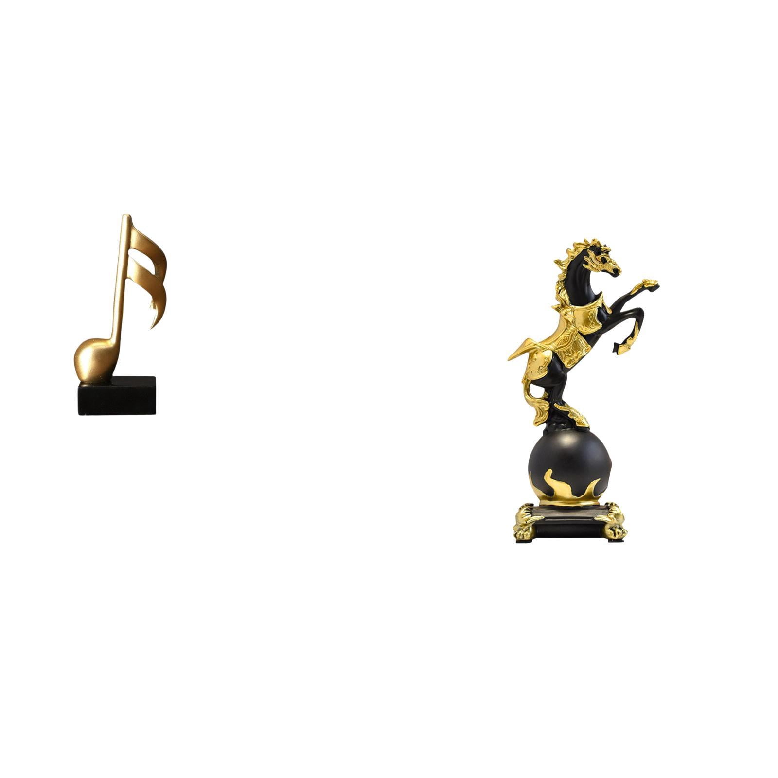 2 Pieces Desktop Figurine Horse Statue Music Note Sculpture Resin ...