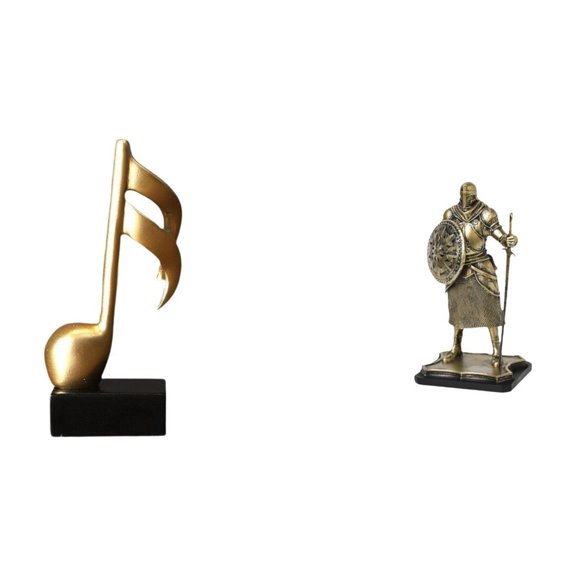 2 Pieces Desktop Figurine Knight Statue Music Note Sculpture Eco Friendly Resin for Entryway Office Living Room Table