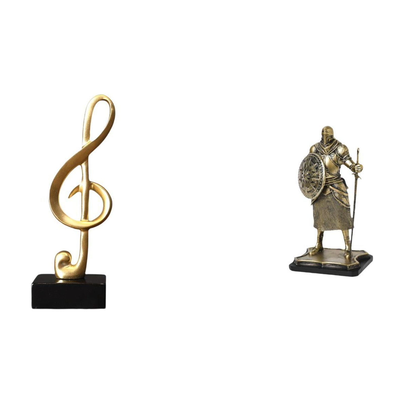 2 Pieces Desktop Figurine Knight Statue Music Note Sculpture Resin ...