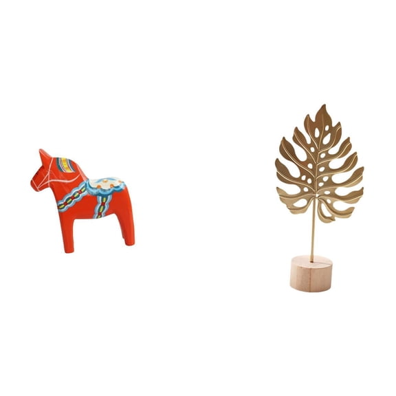 2 Pieces Desktop Figurine Leaf Sculpture Metal Handicraft for Nordic Home Decor Office Living Room Display