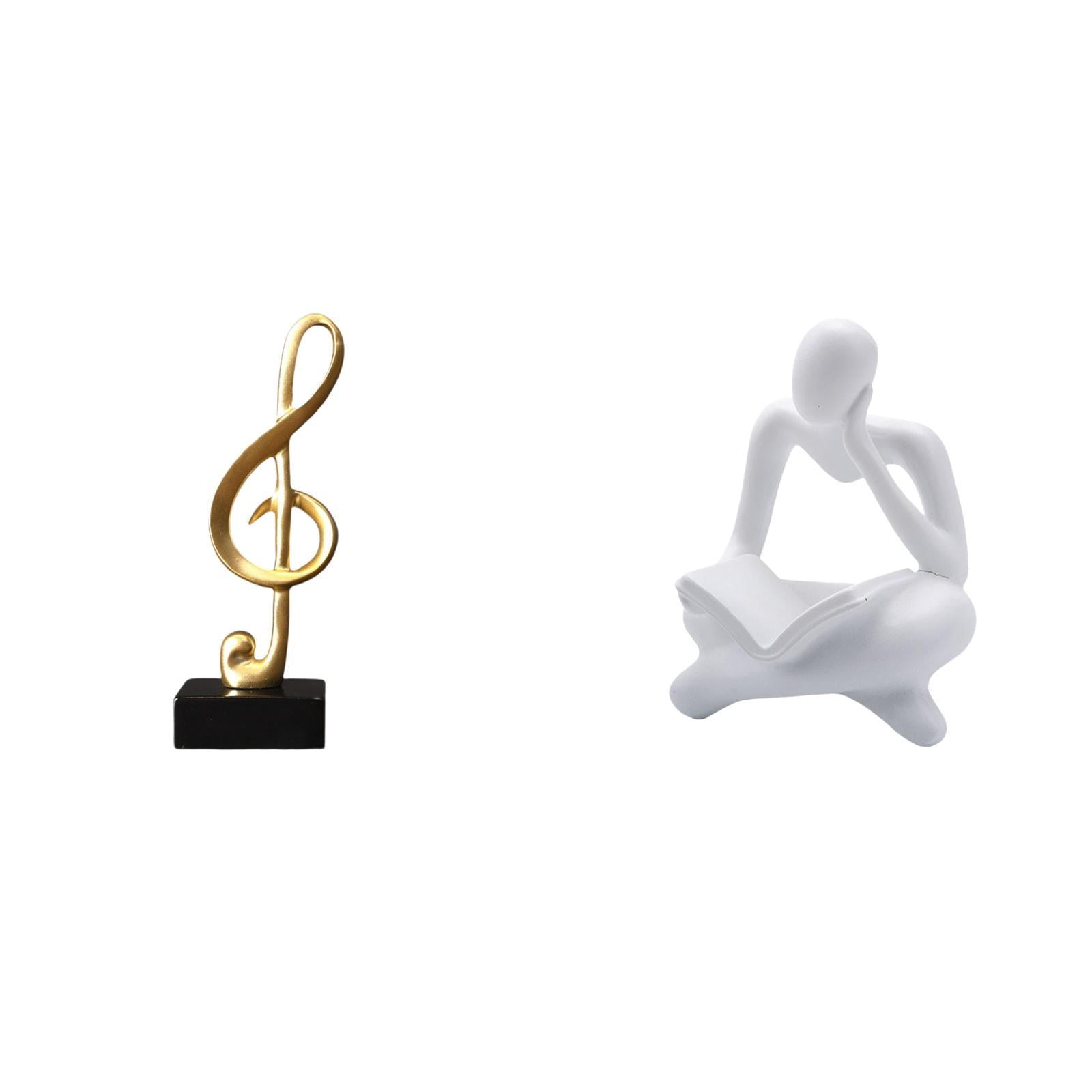 2 Pieces Desktop Figurine Music Note Sculpture Abstract Reader Statue ...