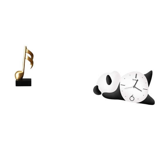 2 Pieces Desktop Figurine Music Note Sculpture Panda Resin Table Centerpiece for Office Home Decoration