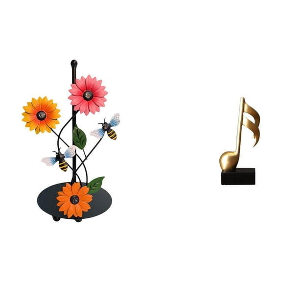 2 Pieces Desktop Figurine Toilet Paper Holder Music Note Sculpture Creative Resin Iron Weighted Base for Office Bedroom