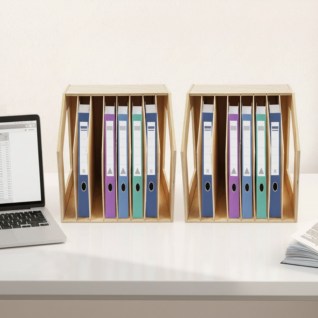 2 Pieces Desktop File Holder, 8 Slots Paper Filing Holder, Paper Storage Filing Organizer, Each Product Size: 33*25*35cm/12.99*9.84*13.78in