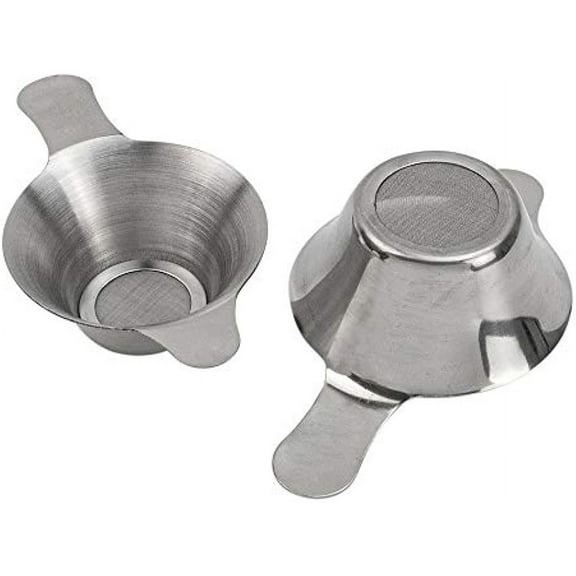 2 Pieces Different Size Stainless Steel Mini Strainer Fine Mesh Tea Funnel Tea Coffee Filter with Double Handles