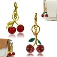 thumbnail image 1 of 2 Pieces Different Styles Cherry Bag Charms, Red Glitter Cherry Keychain with Gold/Green Leaf, Cute Cherry Key Chain Accessories for Purse Women Handbags Car, 1 of 7