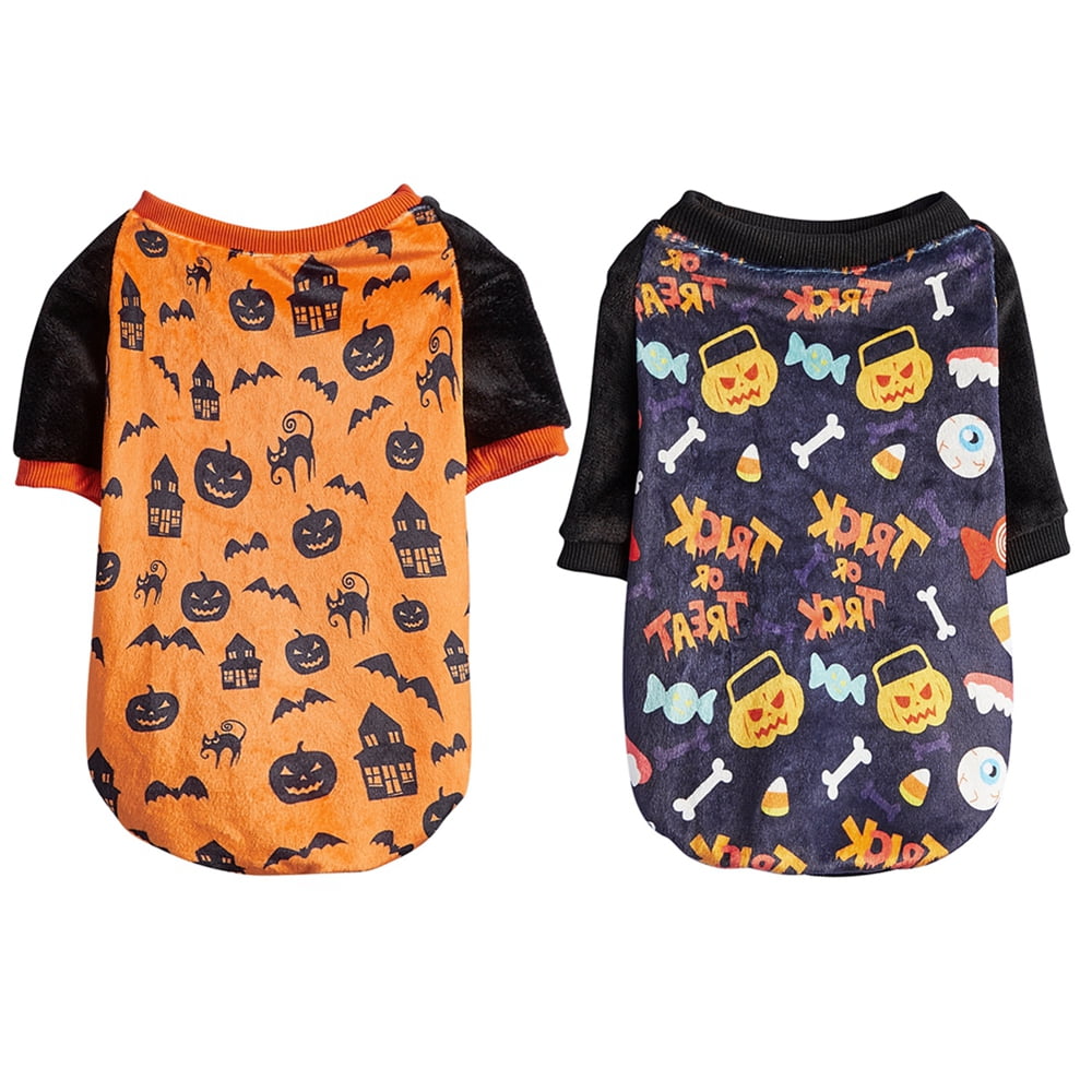 2 Pieces Halloween Dog Shirts Printed Puppy Outfits Pet Costume Cute