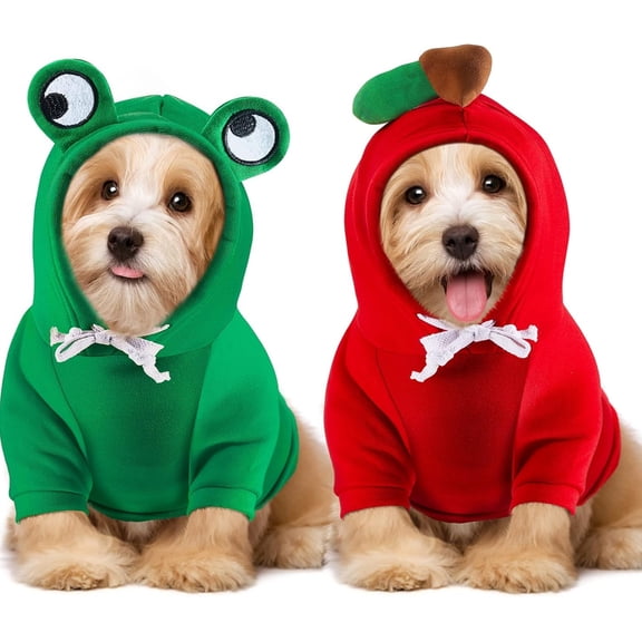 2 Pieces Dog Hoodies Frog Shape Puppy Clothes Dog Fruit Sweatshirt Outfit Warm Winter Sweater Coat Costume for French Bulldog Chihuahua Ropa para Perro, S