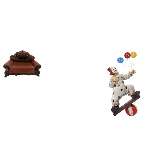 2 Pieces Doll Miniature Sofa Clown Figurine Sculpture Resin Material for Living Room Table Decor Gift