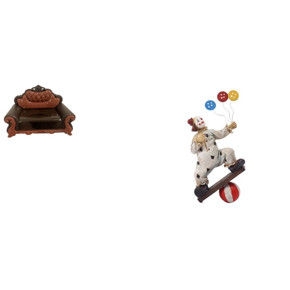 2 Pieces Dollhouse Sofa Clown Figurine Resin Material Realistic Design for Table Centerpiece Home Decor