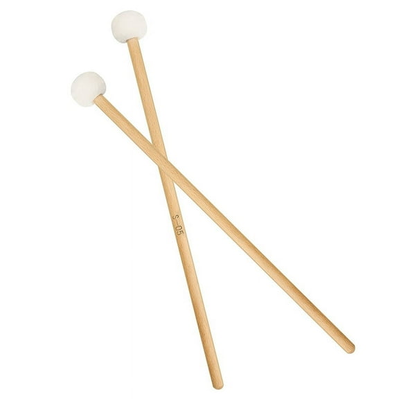2 Pieces Double Drum Cymbal Gong Mallet Soft Hammer Sticks Mallets Rods Felt Hammer 385mm