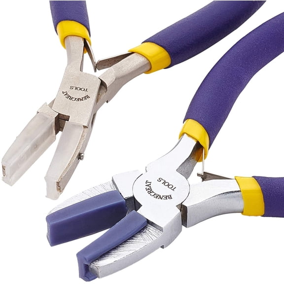BENECREAT 2 Pieces Double Nylon Jaw Plier Set Wire Forming Pliers with Clear and Blue Jaws for DIY Beading Craft Making Project Double Nylon Jaw Pliers