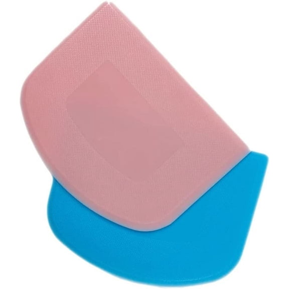 2 Pieces Dough Scraper Bowl Scraper Food-safe Plastic Dough Cutter Flexible Plastic Scraper Bench Scraper for Bread Dough, Cake, Fondant Icing, Blue, Pink