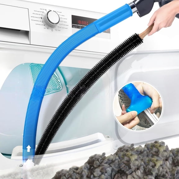 2 Pieces Dryer Vent Cleaner Kit Compatible with Most Vacuum Cleaner, Dryer Lint Brush and Vacuum Hose Attachment with Universal Connector, Quickly Lint Remover