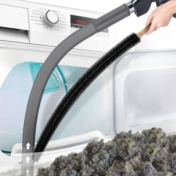 2 Pieces Dryer Vent Cleaner Kit Compatible with All Vacuum Cleaner, Dryer Lint Brush and Vacuum Hose Attachment, Quickly Lint Remover, Deep Gray