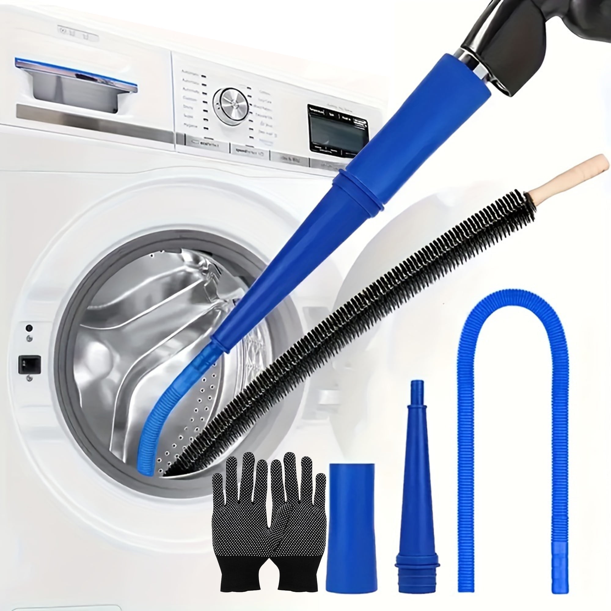 Unitc Dryer Vent Cleaner Kit and Dryer Lint Brush Vacuum Hose Attachment Brush Lint Remover Power Washer and Dryer Vent Vacuum Hose Replacement Parts(Blue)