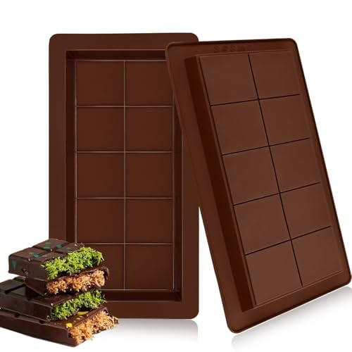 2 Pieces Dubai Chocolate Bar Molds Silicone Bar Molds 1 Inch Deep Thick Large Candy Mold for Filling Knafeh Pistachio Chocolate Bar