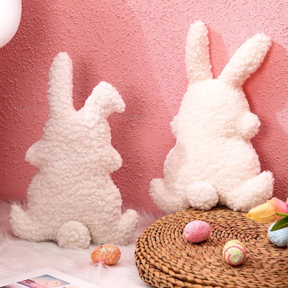 2 Pieces Easter Pillows Bunny Rabbit Back Hugging Rabbit Decorative Pillow Decoration for Easter Birthday Bedroom Sofa Couch Gift Supplies