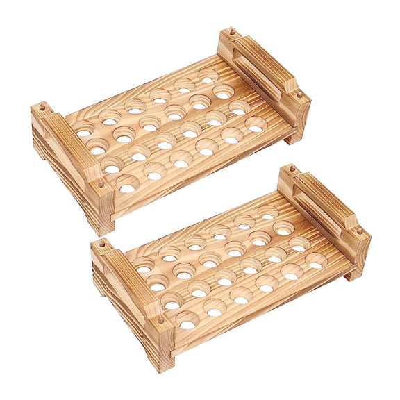 2 Pieces Egg Tray Display Stand Wooden Stackable Holder with Handle for Pantry Fridge Countertop