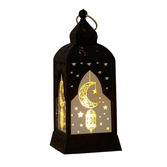 2 Pieces Eid Mubarak Lanterns Decoration 5.2" Height Hanging Lamp Ramadan Flameless Candle Holder with Transparent Glass Eid Mubarak Gifts Lantern for Home Tabletop Decor