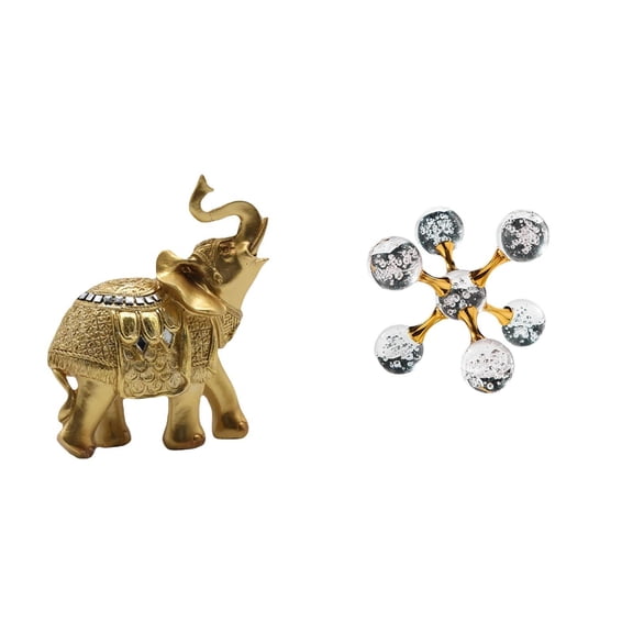 2 Pieces Elephant Figurine Sphere Sculpture Resin Creative Decor for Bedroom Desk Living Room Office Shelf