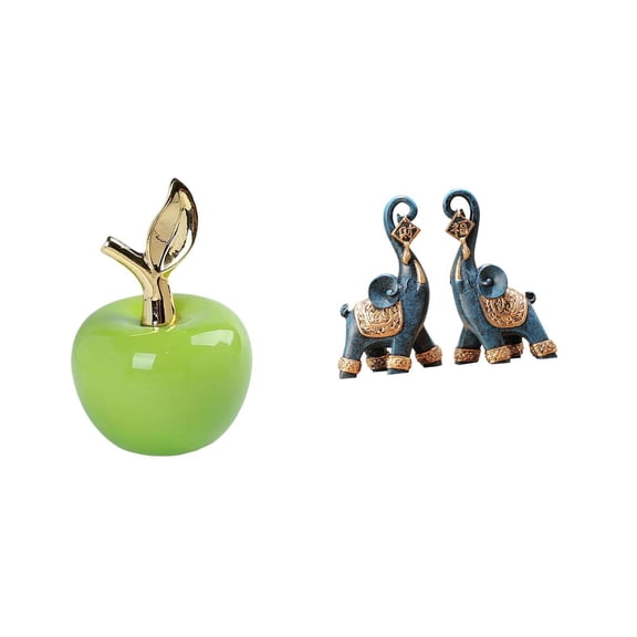 2 Pieces Elephant Figurine Statue Animal Ornament Ceramic Material for Home Office Living Room Decor