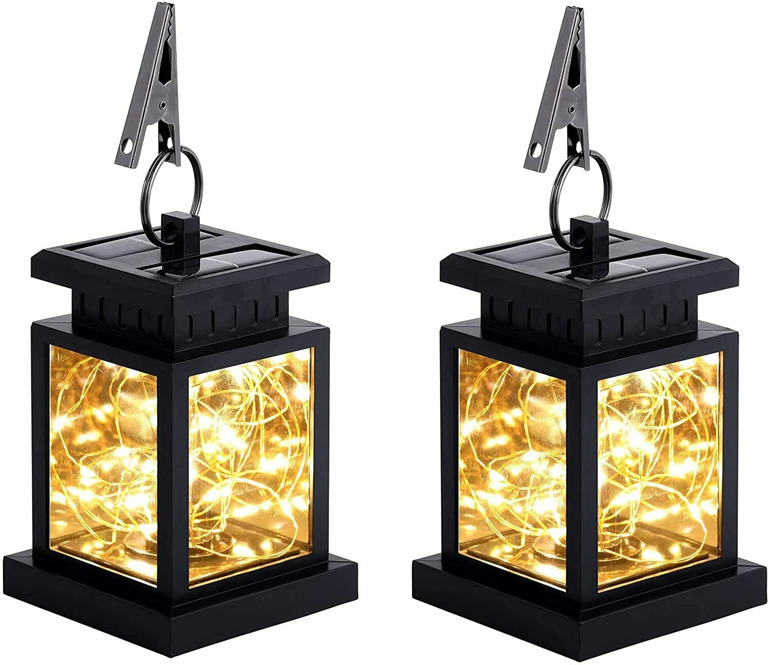 [2 Pieces] EpicGadget Solar Lights Outdoor Hanging Solar Lantern, Solar Powered Warm White LED Garden Decorative Lights for Table Patio Landscape Yard Decorations, Dusk to Dawn Auto Sensor On Off