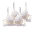 thumbnail image 1 of 2 Pieces Fashionable Women Lace Gathered Bra Adjustable Pair of Thin Cup Underwear, 1 of 3