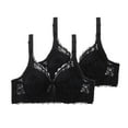 thumbnail image 1 of 2 Pieces Fashionable Women Lace Gathered Bra Adjustable Pair of Thin Cup Underwear, 1 of 3