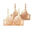 thumbnail image 1 of 2 Pieces Fashionable Women Lace Gathered Bra Adjustable Pair of Thin Cup Underwear, 1 of 4