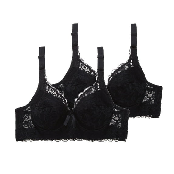 2 Pieces Fashionable Women Lace Gathered Bra Adjustable Pair of Thin Cup Underwear