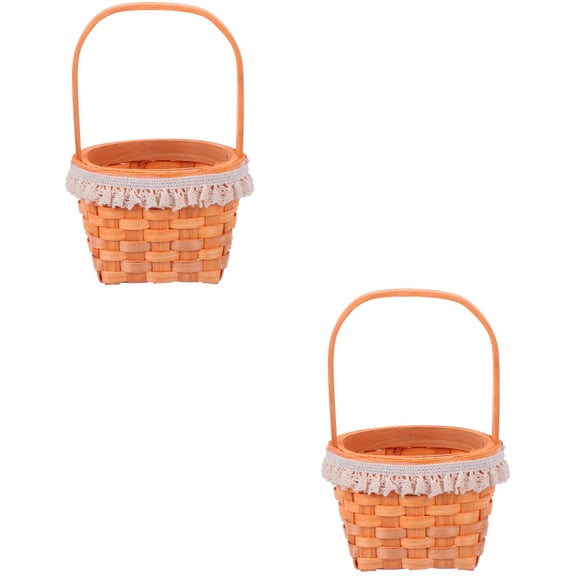 GOOHOCHY Decorative Mini Basket Wood Photographers 2Pack 7.1X4.1X3In