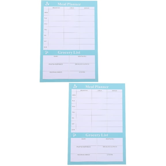 WRISTBIQUE Weekly Meal Planner Blue Paper for Student Household Use 2Pcs