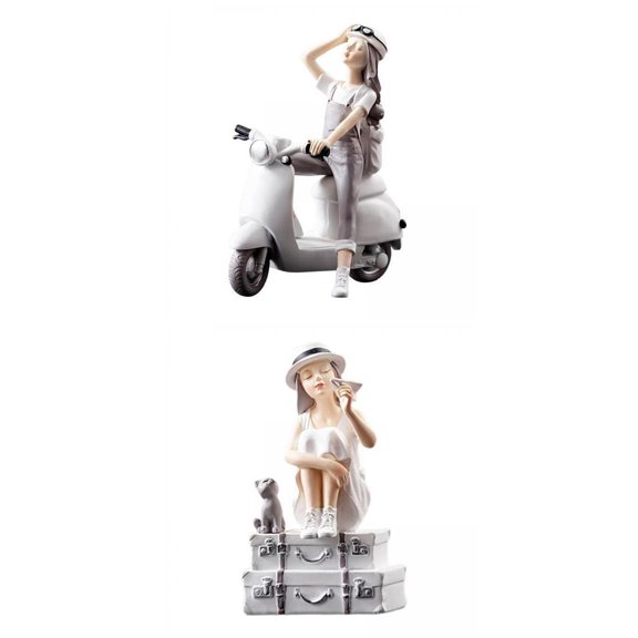 2 Pieces Figurine Craft Decorative Sculpture Desktop Decor