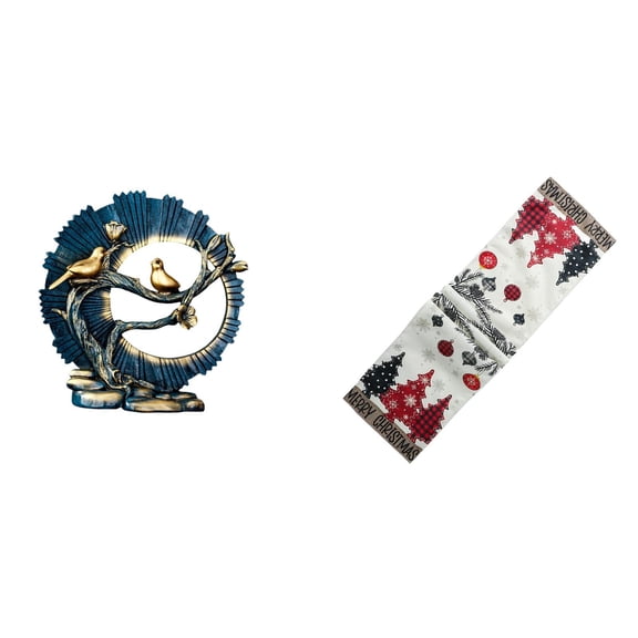 2 Pieces Figurine Knick Knack Sculpture Resin Table Runner Romantic Winter Decor for Couples Living Room Desk