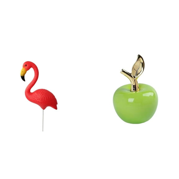 2 Pieces Flamingo Statue Figurine Stake HDPE Ceramic Design for Holiday Spring Garden Porch Office Decoration