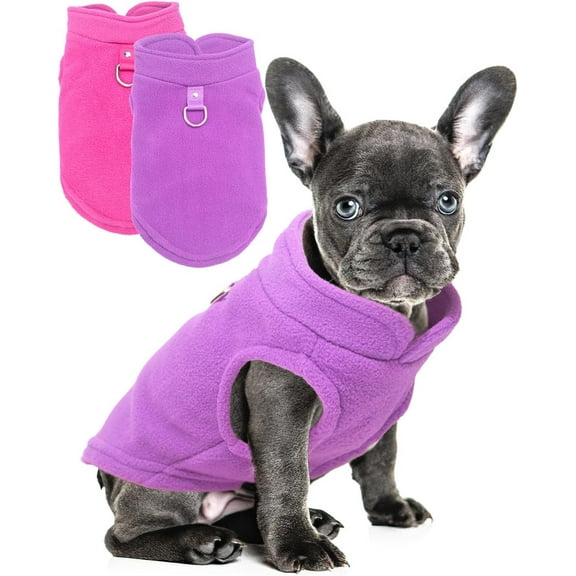 2 Pieces Fleece Dog Sweater Vest Winter Warm Dog Sweaters for Small Dogs Male Female Fall Pullover Dog Clothes with D-Ring Soft Puppy Sweater Cold Weather Dog Coat Sweater