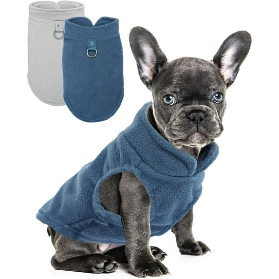 2 Pieces Fleece Dog Sweater Vest Winter Warm Dog Sweaters for Small Dogs Male Female Fall Pullover Doggie Clothes with D-Ring Soft Puppy Cold Weather Coat Clothing