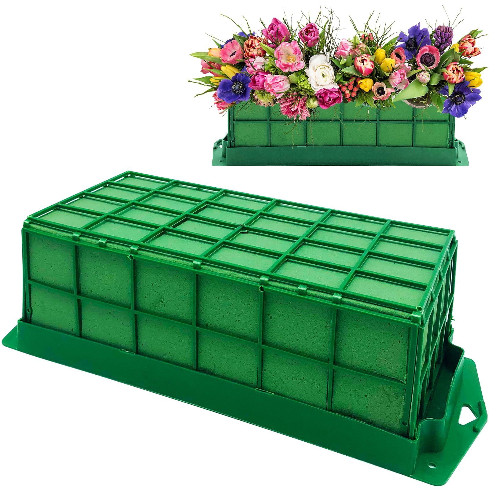 2 Pieces Floral Foam Cage, Flower Arrangements Supplies With Rectangle Holder, Bricks for Fresh Flower Wedding Holiday Decorations