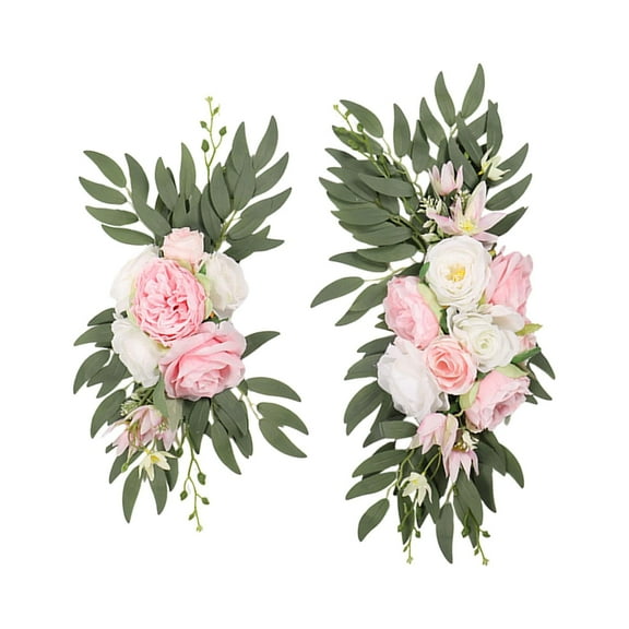 2 Pieces Floral Swag Backdrop Wedding Arch Flowers for Home Stage Decoration Blue