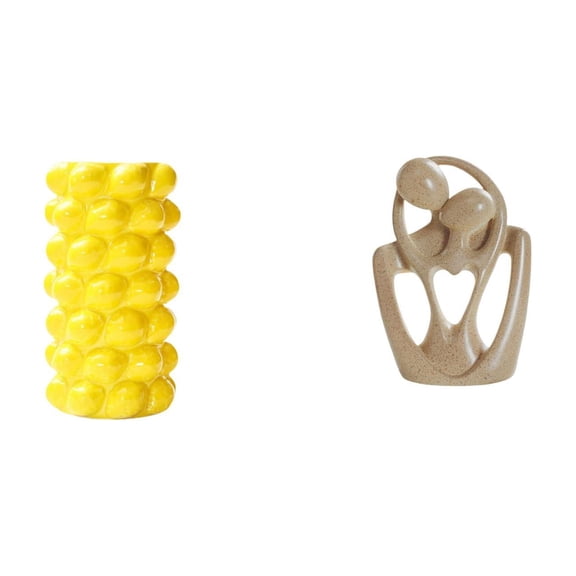 2 Pieces Flower Vase Abstract Statue Couple Sculpture Porcelain Resin Tabletop Living Room Office Decor Gift