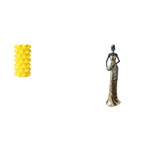 2 Pieces Flower Vase African Figurine Art Sculpture Porcelain Material for Living Room Table Decor