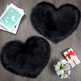 thumbnail image 1 of 2 Pieces Fluffy Heart Shaped Rug Faux Area Rug Bushy Room Carpet for Home Living Room Sofa Floor Bedroom, 12 x 16 Inch (Black), 1 of 14