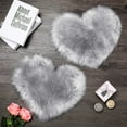 thumbnail image 1 of 2 Pieces Fluffy Heart Shaped Rug Faux Area Rug Bushy Room Carpet for Home Living Room Sofa Floor Bedroom, 12 x 16 Inch (Gray), 1 of 7
