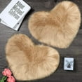 thumbnail image 1 of 2 Pieces Fluffy Heart Shaped Rug Faux Area Rug Bushy Room Carpet for Home Living Room Sofa Floor Bedroom, 12 x 16 Inch (Khaki), 1 of 14